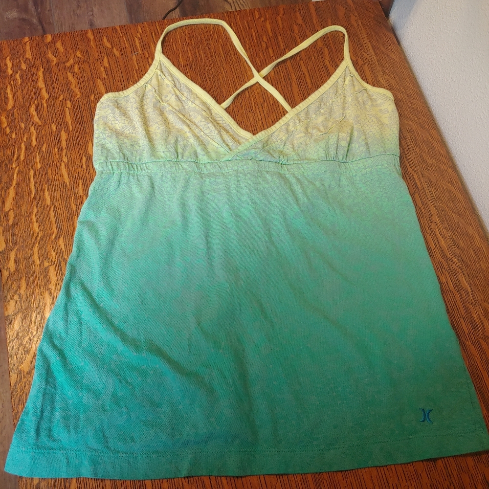 Hurley Ombre Halter Top Juniors Large Blue Green Yellow Tank